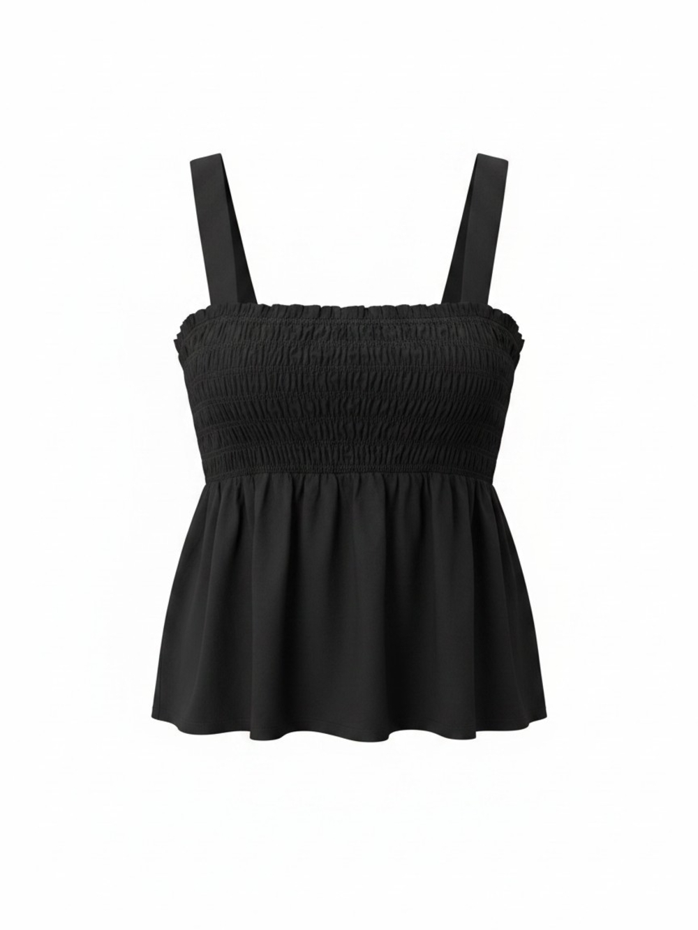 Reitmans Black Smocked Peplum Camisole | Size XL